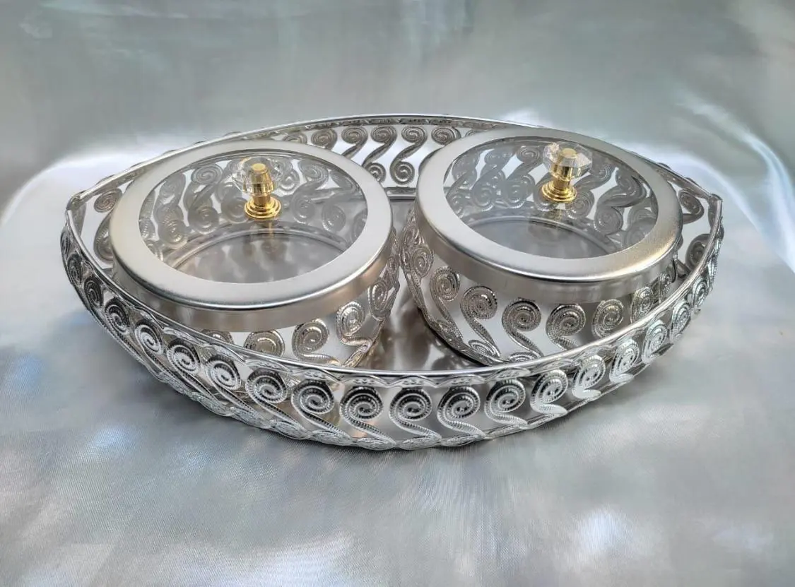 Elegant Metal Serving Dish — Handcrafted Export Product by NXTGENEXPORTS, Moradabad
